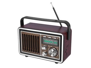 Radio przenośne Drawa Retro, Bluetooth, FM, USB, SD, AUX, brązowy